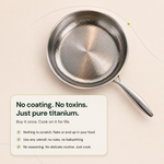 Uncoated titanium cooking surface, nothing to chip or peel