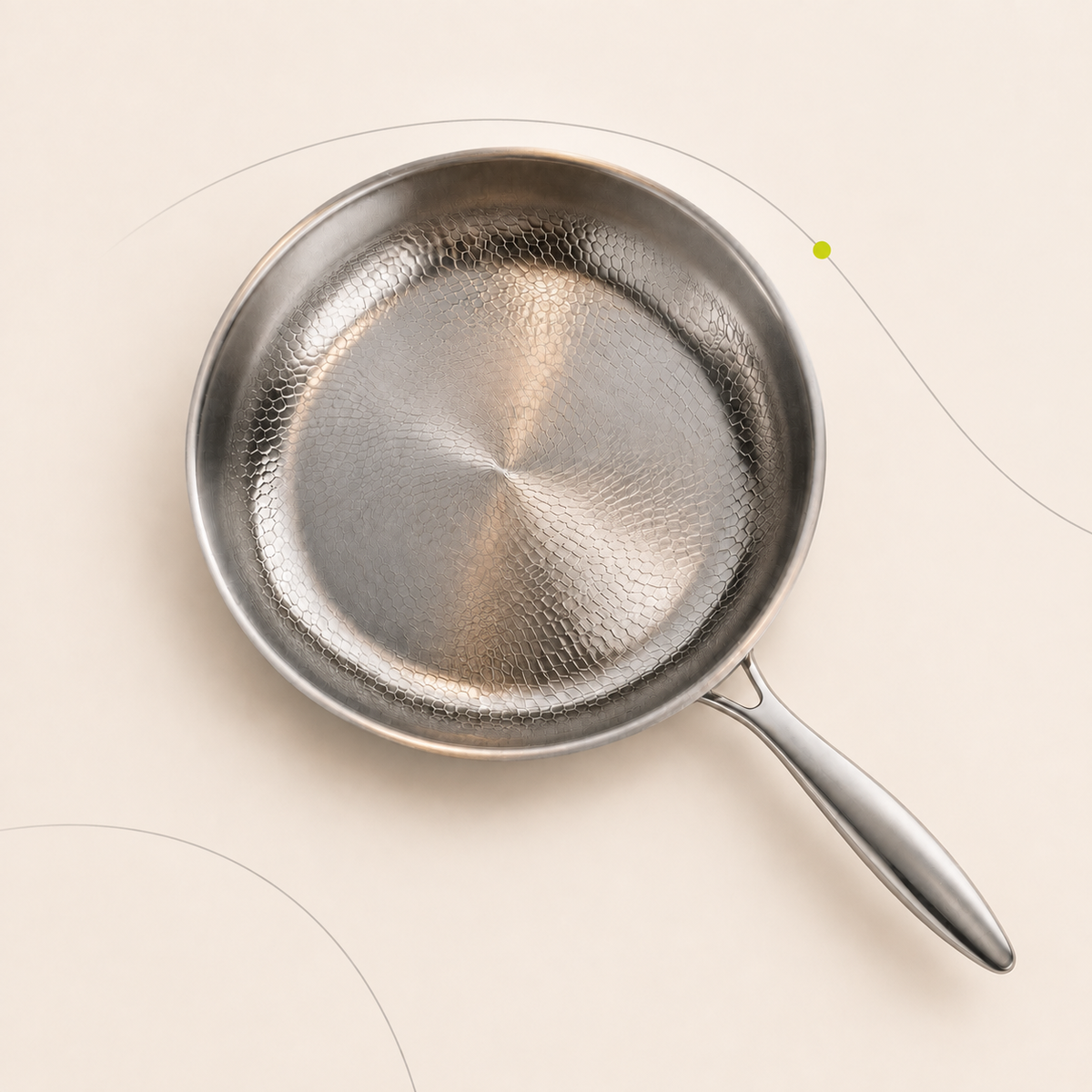 Pure titanium pan viewed from above
