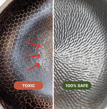Titanium pan with the glass lid in place during cooking